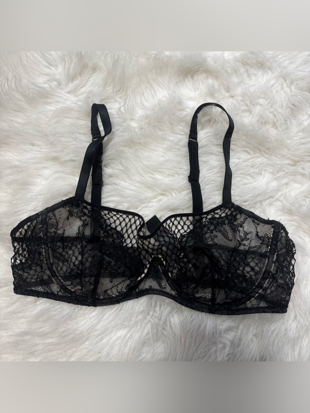 Chantel Thomass Sheer Black Lace Balconette Bra size EU 85